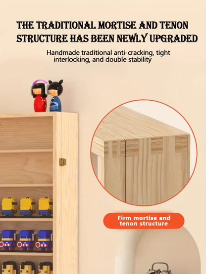 Action Figure Display Case 6-Layer Solid Wood – Wall Mounted or Floor Standing Acrylic Transparent Cabinet for Funko Pop Anime Figures Dolls Collectibles, Space Saving Shelf Room Decor