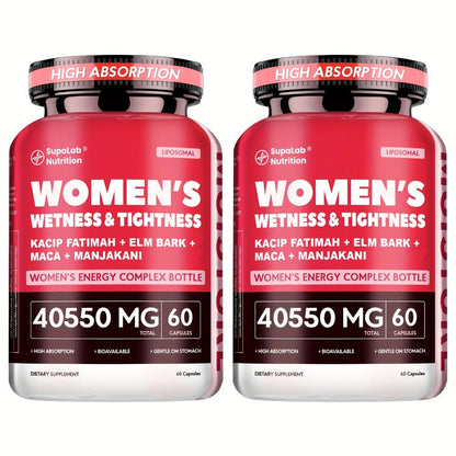 Women's Intimate Wellness Capsules with Kacip Fatimah, Manjakani & Maca Root - Natural Hydration, Tightness & Elasticity Support - Postpartum & Hormonal Balance - 30 Servings