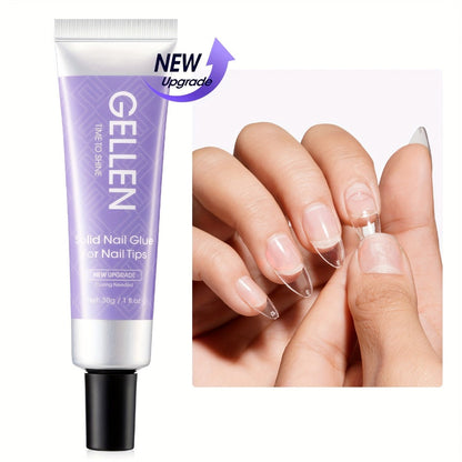 Nail Glue Gel UV LED Solid Formula 30g — Crystal Clear Extra Strong Bond for Press On Nails, Acrylic Tips, Nail Extensions & Rhinestones | Repositionable Before Cure | Lasts Up to 30 Days