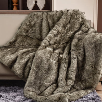 Faux Fur Throw Blanket 1060GSM Luxury - Super Soft Reversible Plush Mink Blanket for Bed Couch Sofa, Oversized Heavy Weight Cozy Blanket, Leopard Animal Print & Solid Colors, Throw & Twin Size