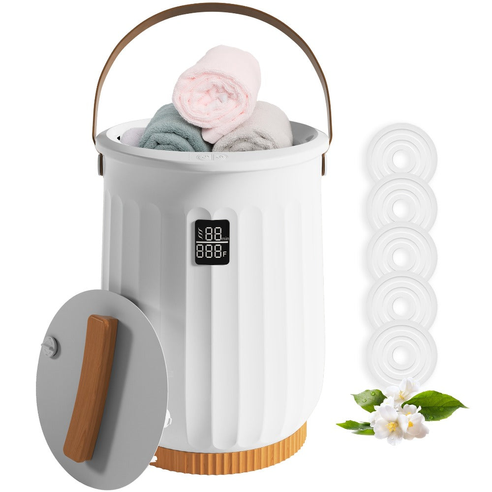Digital Towel Warmer Bucket 20L Large Capacity Smart Display 4 Timer Modes Auto Shut-Off Fast 5-Min Heating Quiet Lightweight Spa Bathroom Heater Towels Blankets Robes