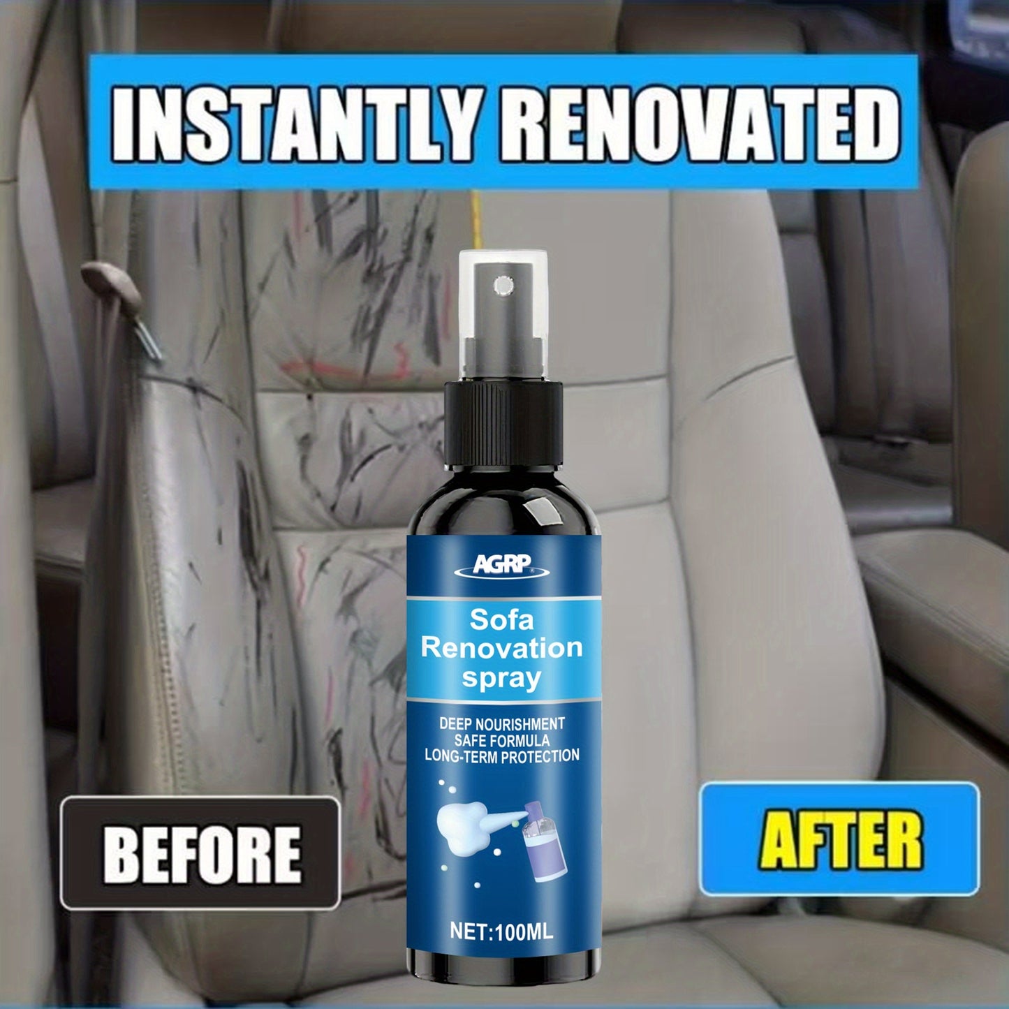 Multi-Purpose Car Renovator - Universal for Interior, Plastic, Fabric, Seats, Large Capacity + Long-Lasting Protection, Easy to Use