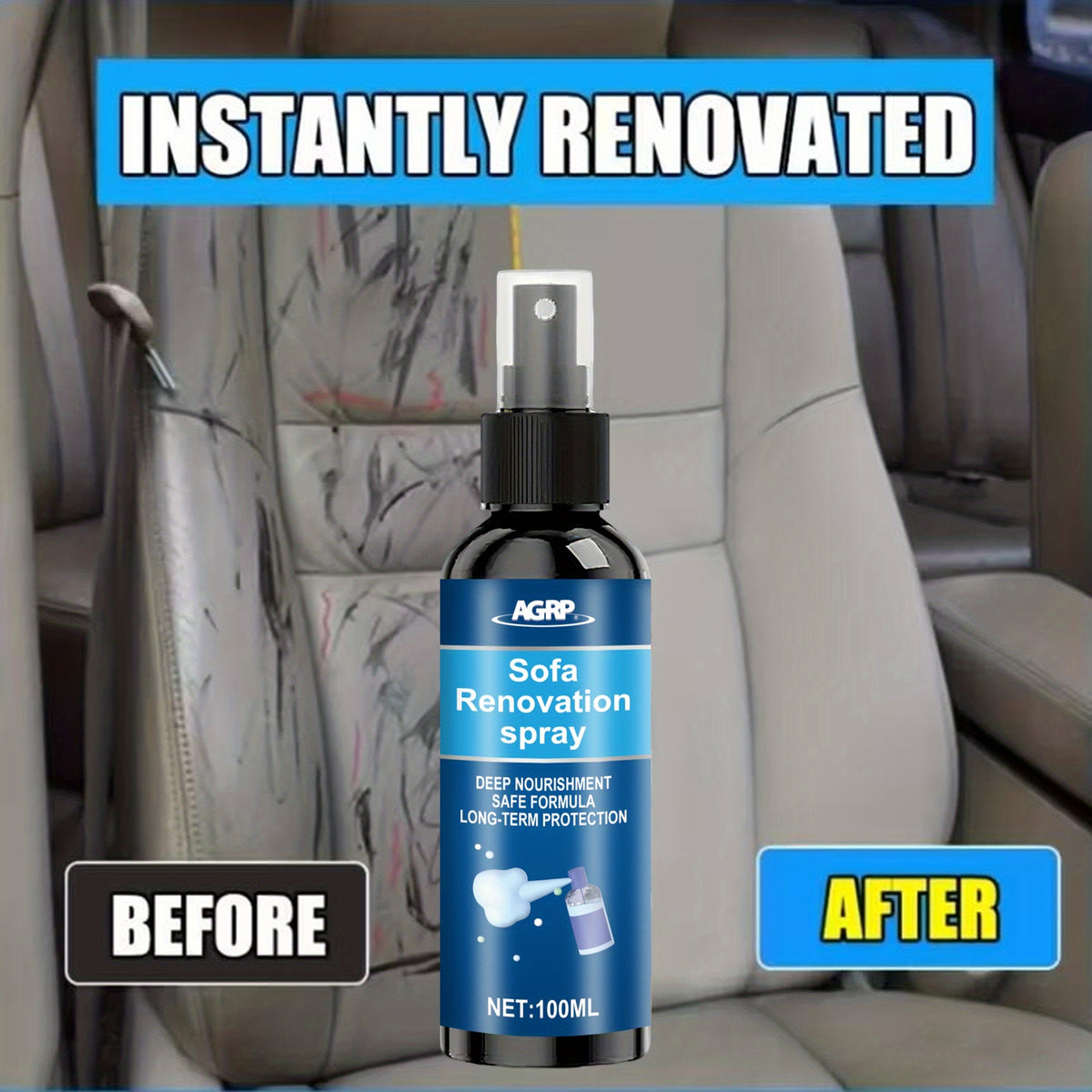 Multi-Purpose Car Renovator - Universal for Interior, Plastic, Fabric, Seats, Large Capacity + Long-Lasting Protection, Easy to Use