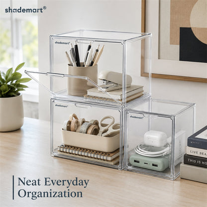 Clear Display Case Set of 3 – Dustproof Transparent Storage Box Organizer for Collectibles, Car Models, Action Figures & Show Display | Collector Display Cases for Adults & Kids