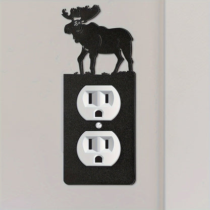 Light Switch Cover Plates 6 Pack Metal Bear Moose Trees Mountains Rustic Cabin Nature Theme Single Gang Wall Plate 2.75 x 6.69 Inch for Home Bedroom Living Room Cabin Lodge Decor
