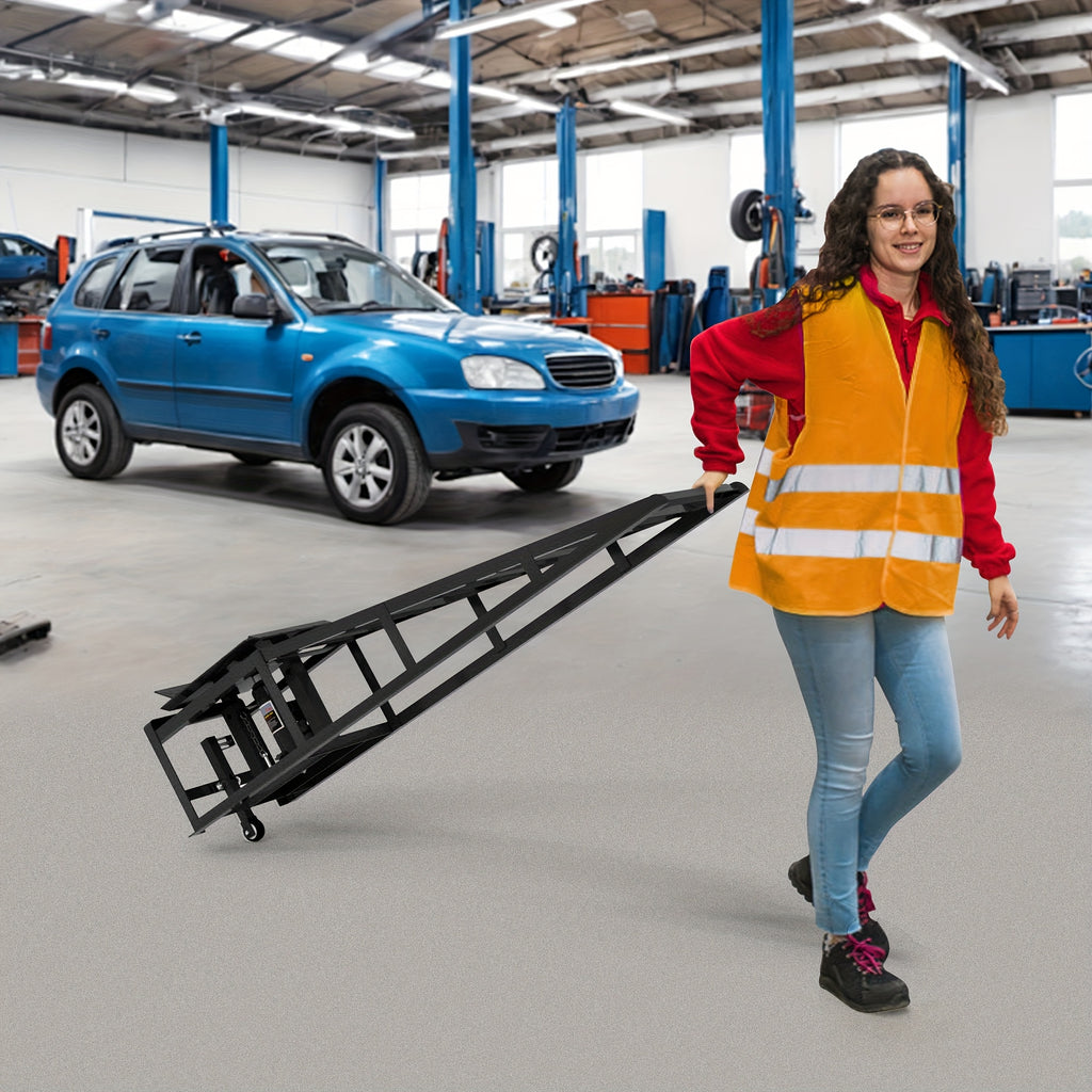 Hydraulic Car Ramps, 2 Pack Car Ramp High Lift, 11050LBS Automotive Truck Cars Service Ramps, Low Profile Oil Change Ramps with Support Jack for Car Truck Trailer Garage Repair (Red)