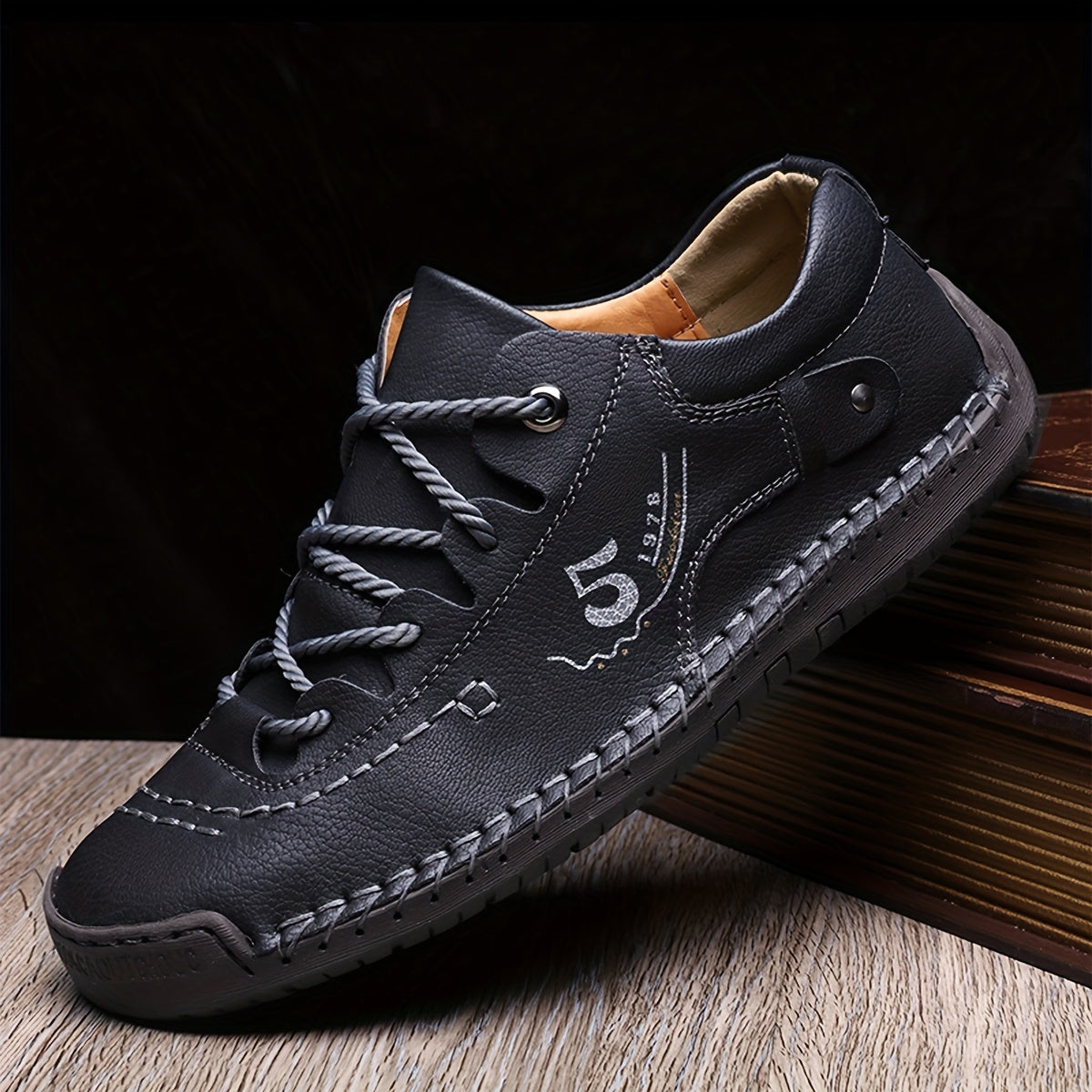 Men's Casual Walking Sneakers - Hand-Stitched Style