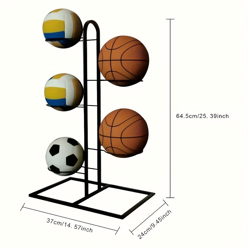 Basketball Storage Rack 3 4 5 Layer | Sports Ball Display Stand for Basketball Football Volleyball | Freestanding Ball Holder Organizer for Home Gym Garage Indoor Outdoor Use