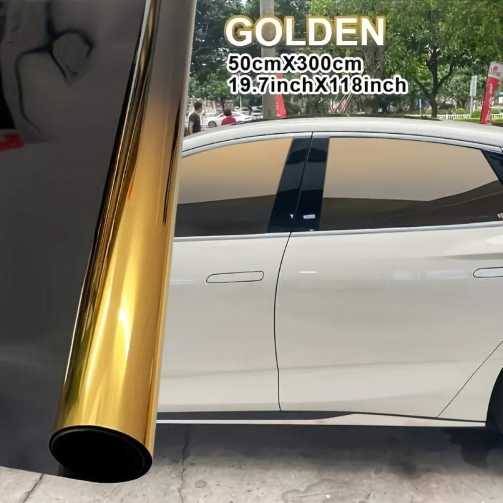 Gradient Window Tint Film 19.7 x 118 Inch – Two-Color Heat Resistant VLT Car Window Film | PET Material | Red, Gold, Green, Silver & Blue Black