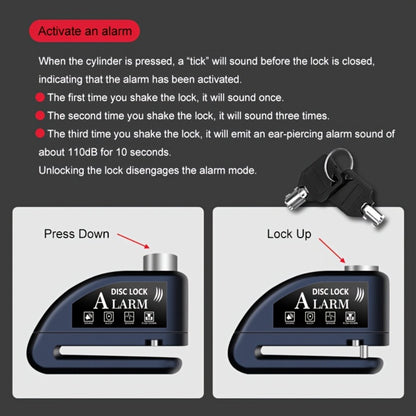 Motorcycle Disc Brake Lock with Alarm 110dB Anti-Theft Security Lock 500mAh Rechargeable USB Motorbike Wheel Lock with Reminder Rope and Lanyard