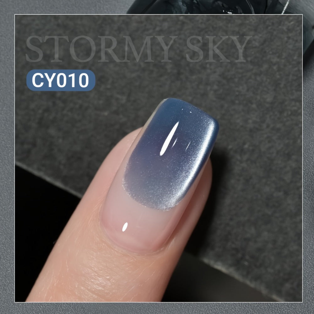 Cat Eye Gel Nail Polish Jelly Blue 0.54oz Sheer Glass-Like Finish — UV LED Soak-Off Long-Lasting Gel Polish for Manicure & Pedicure, Easy Application Nail Art Color for Women Home Salon CY010