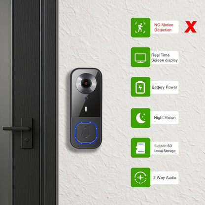 Video Doorbell Camera 1080P HD Wireless with Night Vision, Motion Detection, Two-Way Audio, Indoor Chime & Cloud Storage – 5200mAh Battery, 166° Wide Angle, 2.4GHz WiFi Smart Door Camera