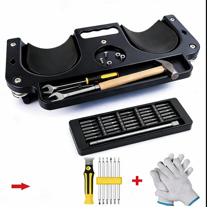 Rolling Knee Creeper Pad with Built-In Tool Tray – ABS High-Impact Frame, Cushioned Kneeling Pad for Car Repairs, Carpentry & Flooring, 11 Color Options