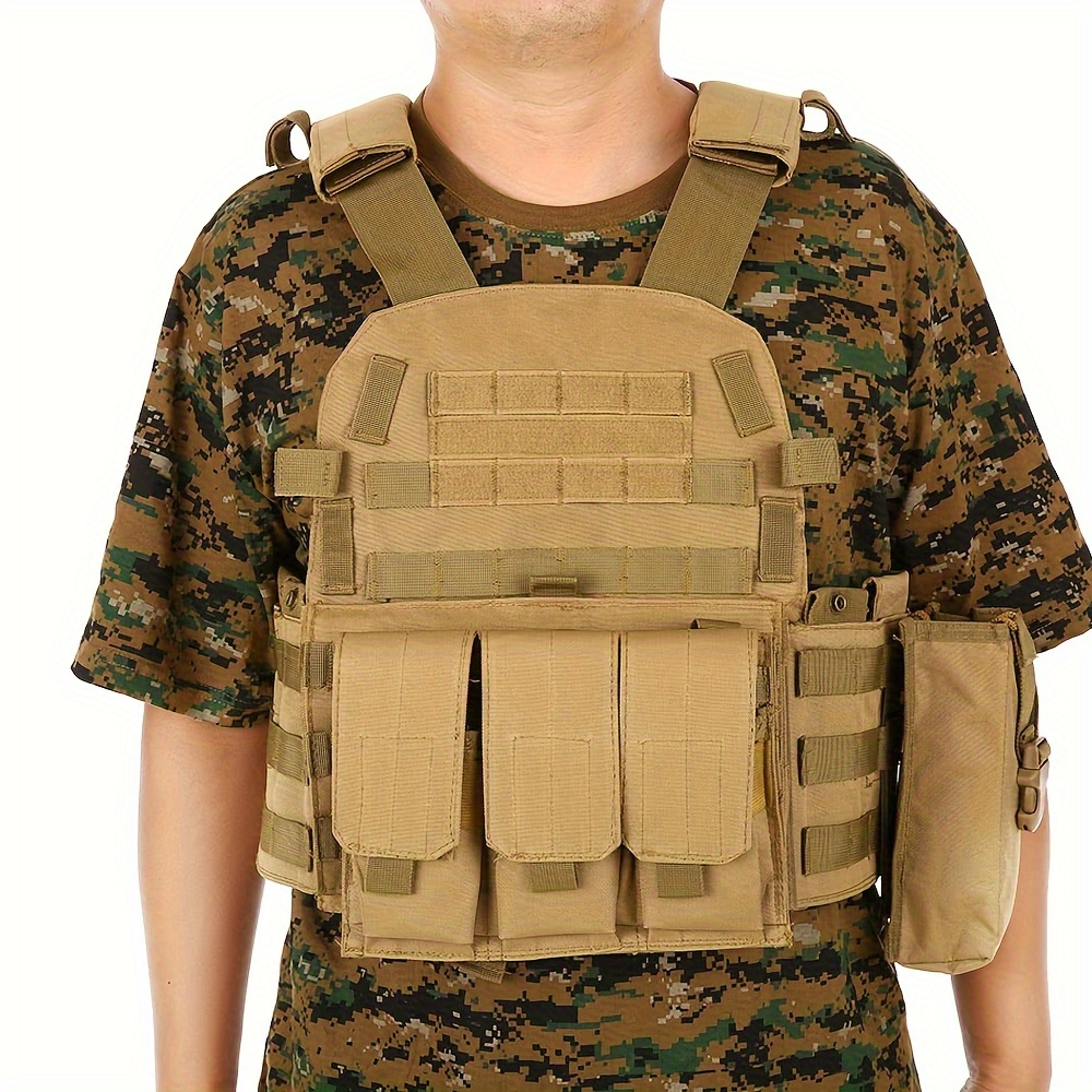 Tactical MOLLE Vest 6094 Adjustable Combat Chest Rig with Multi-Pocket System for Outdoor Hunting Training Airsoft CS Wargame Hiking Camping