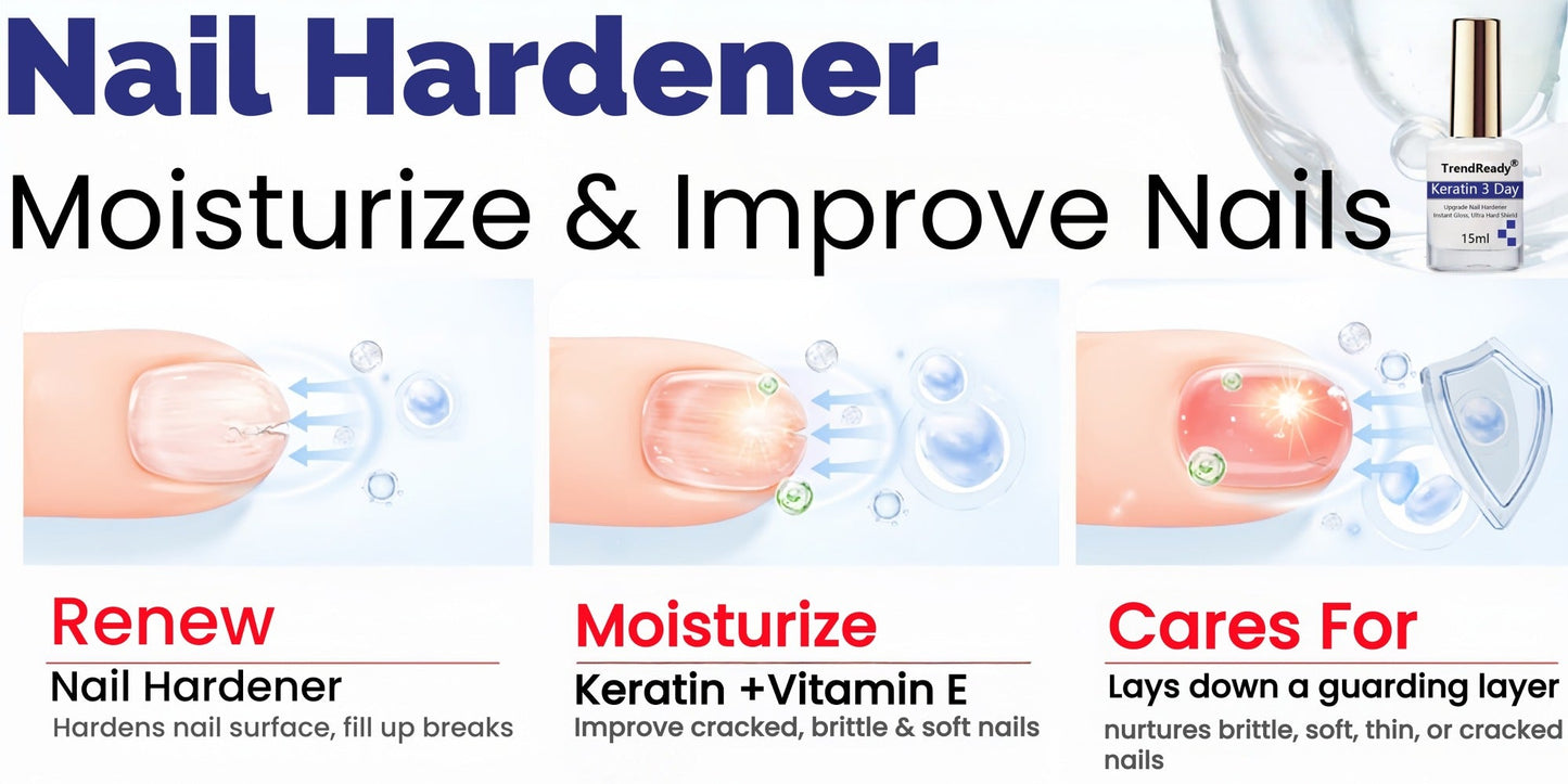 Nail Hardener for Weak Brittle Splitting Nails 2 Pack - Extra Strong Fast Drying Long Lasting White Nail Strengthener with Vitamin E Base Coat Manicure Treatment for Women Nail Care
