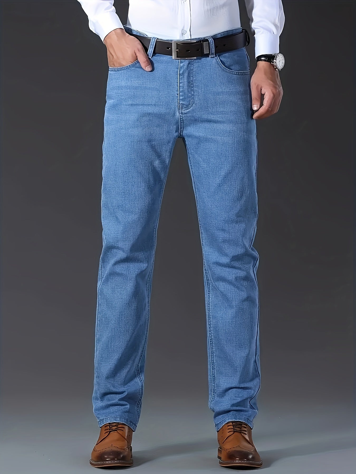 Men's Straight Leg Jeans - Black Denim Clean Finish Weekend
