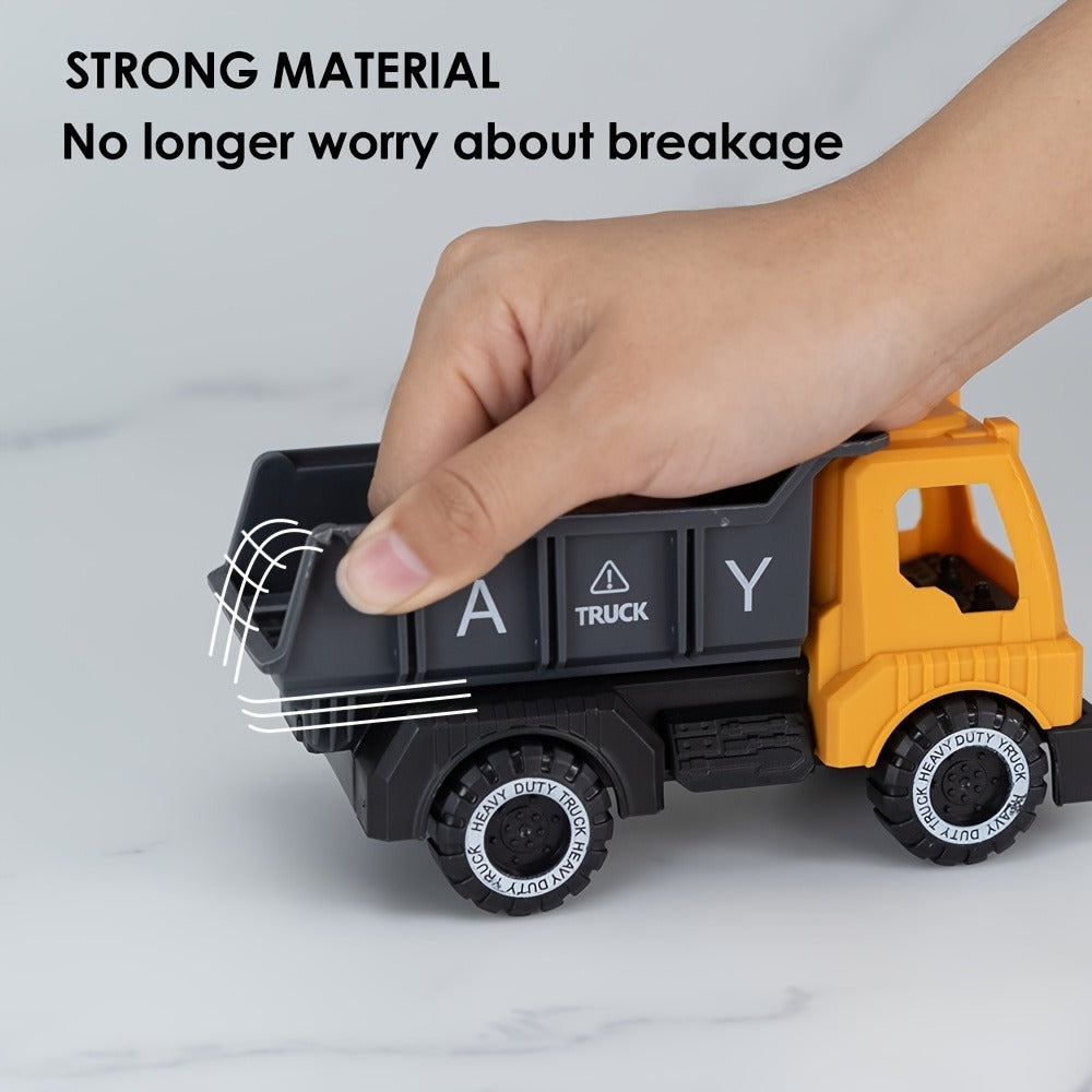 4-Piece STEM Construction Toy Vehicle Set for Toddlers | Shatterproof Excavator Mixer Dump Truck Bulldozer | No Battery Needed | Kids Engineering Toy Ages 2+