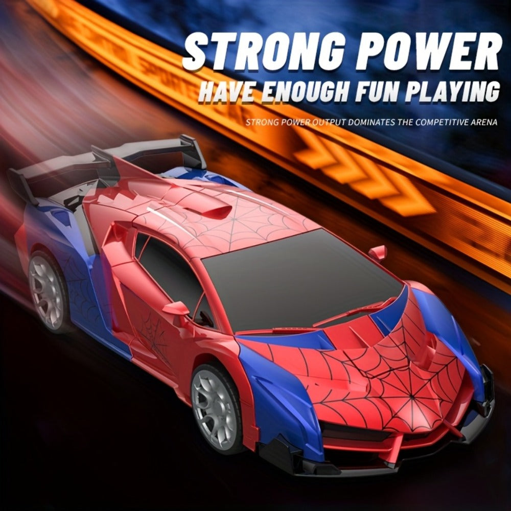 Robot Deformation Car for Kids 1:18 Blue & Red – One-Button Transform Remote Control Stunt Vehicle, 360° Rotating Drift RC Toy for Boys & Girls Ages 3 4 5 6, Birthday Children's Day Christmas Gift