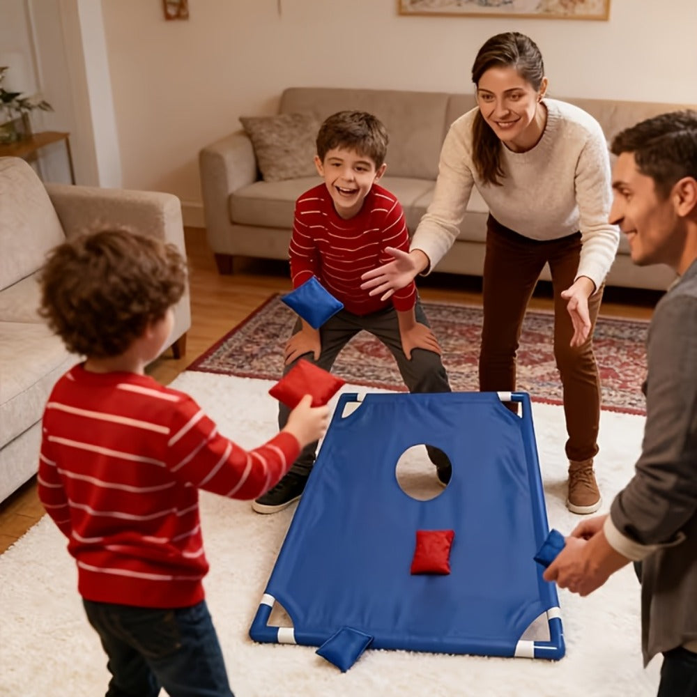 Portable Cornhole Game Set for Outdoor – 2 Boards with 12 Bean Bags & Storage Bag, Blue & Red, for Backyard Beach Tailgate Party Family Fun | Best Outdoor Gift for Adults and Kids