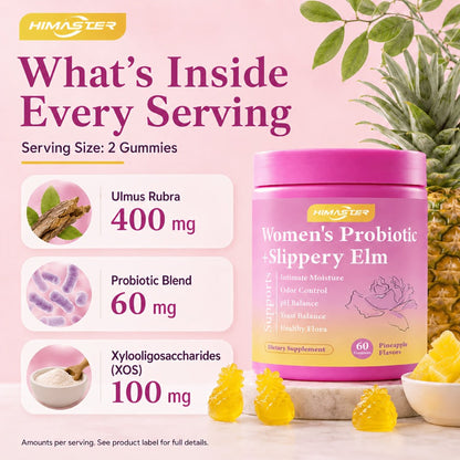 Women's Probiotic Gummies 60-Count for Vaginal Health pH Balance Feminine Wellness Gut Health & Immune Support — All-in-One Daily Feminine Probiotic Supplement Hawaiian Pineapple Flavor for Active Women