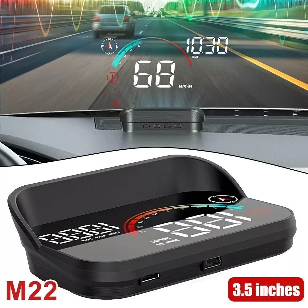 Digital Head Up Display, Windshield Speedometer Projector with Compass, Overspeed Alarm, Mileage Per Trip, Auto Brightness, Compass Direction, HUD Speed Meter Gadgets for Car for All Vehicles, USB Cable Plug & Play