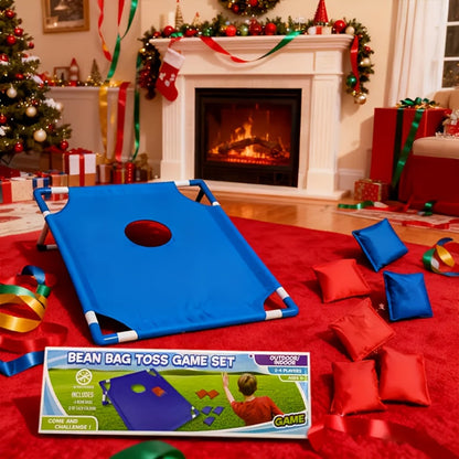 Portable Cornhole Bean Bag Toss Game Foldable Board 12 Bean Bags Storage Bag Outdoor Backyard Camping Party Game Kids Adults Family Birthday Holiday Gift Red Blue