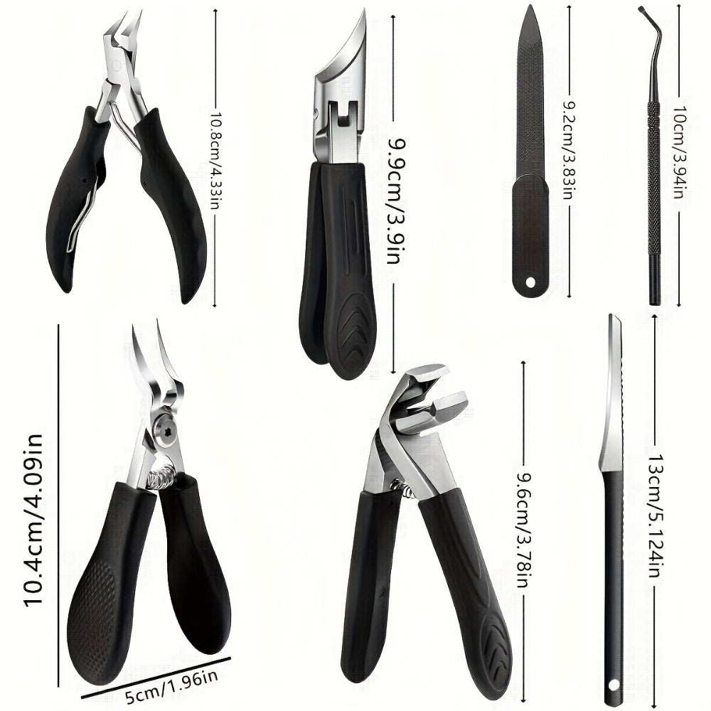 Manicure Pedicure Set 9 Piece Stainless Steel Nail Care Kit Professional Nail Clippers Nail File Cuticle Scissors for Ingrown Thick Toenails Men Women Seniors