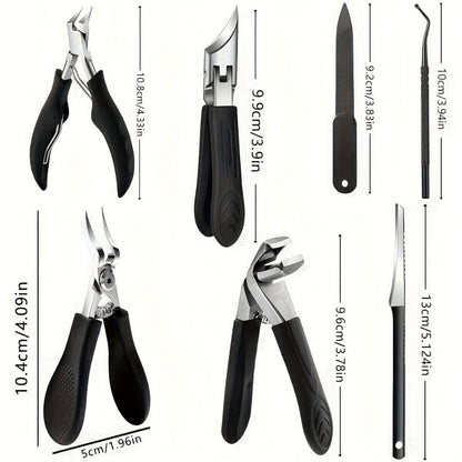 Manicure Pedicure Set 9 Piece Stainless Steel Nail Care Kit Professional Nail Clippers Nail File Cuticle Scissors for Ingrown Thick Toenails Men Women Seniors