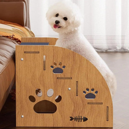 Solid Wood Pet Stairs for Bed & Sofa – 3 & 4 Step Dog Steps with Non-Slip Surface & Safety Rails for Small Medium Dogs & Senior Pets