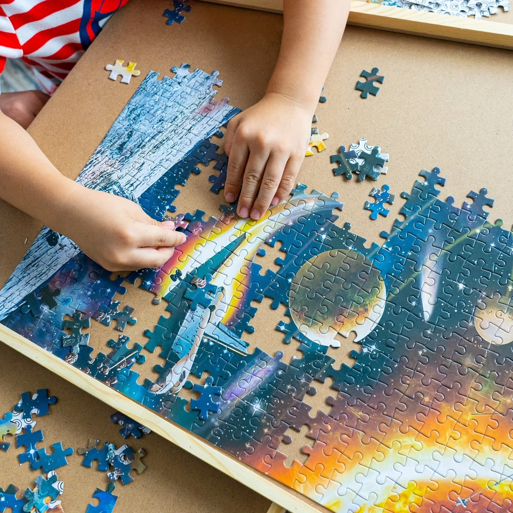 Wooden Puzzle Board 1500 Pieces 27x35 Inch – Large Puzzle Table with 6 Sorting Drawers, Portable Solid Wood Puzzle Organizer for Kids Adults Family, Perfect Gift for Puzzle Lovers