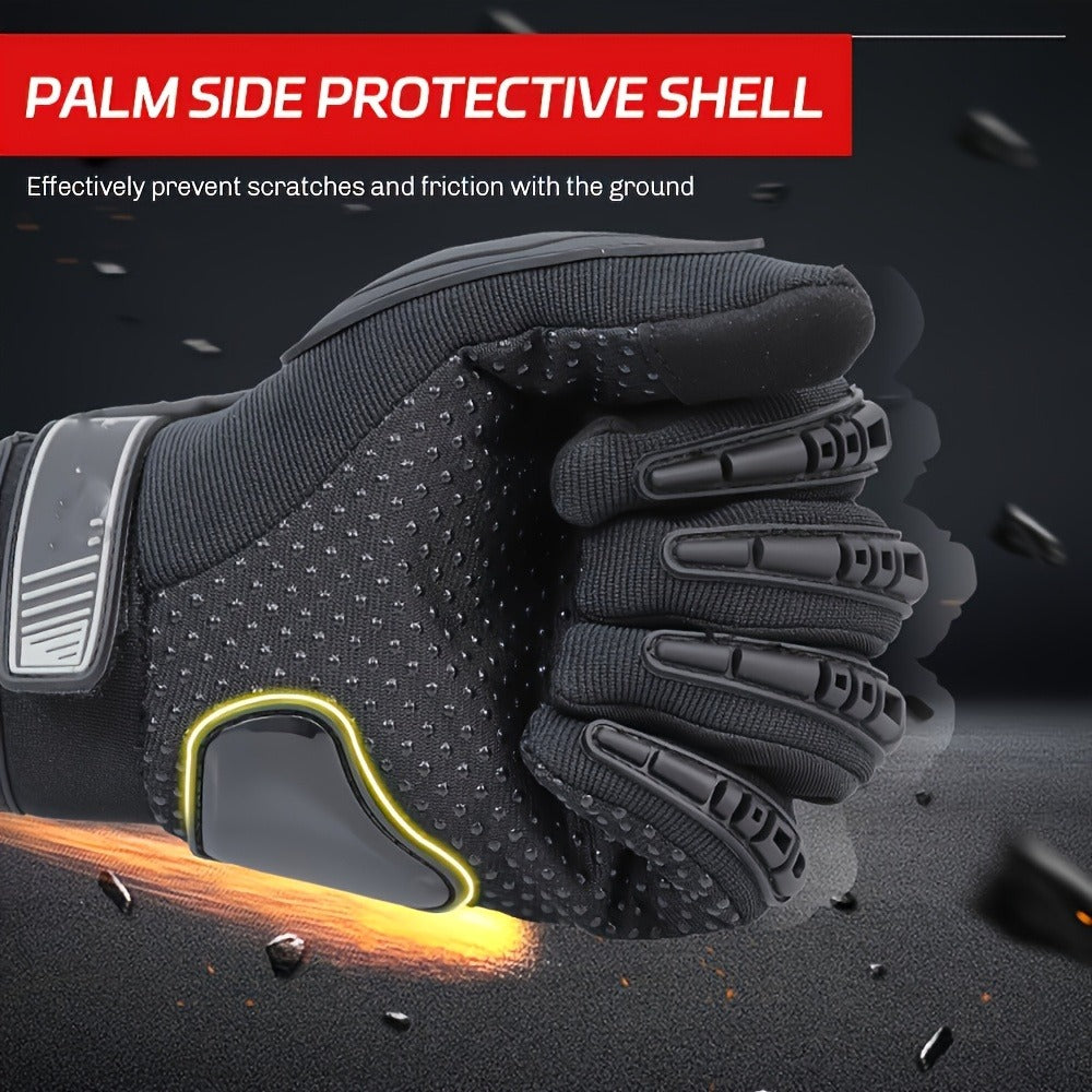 Motorcycle Gloves Full Finger Touchscreen – Hard Knuckle Protection, Breathable Knit, Cycling & Outdoor Riding, Sizes M–XXL, Black & Red