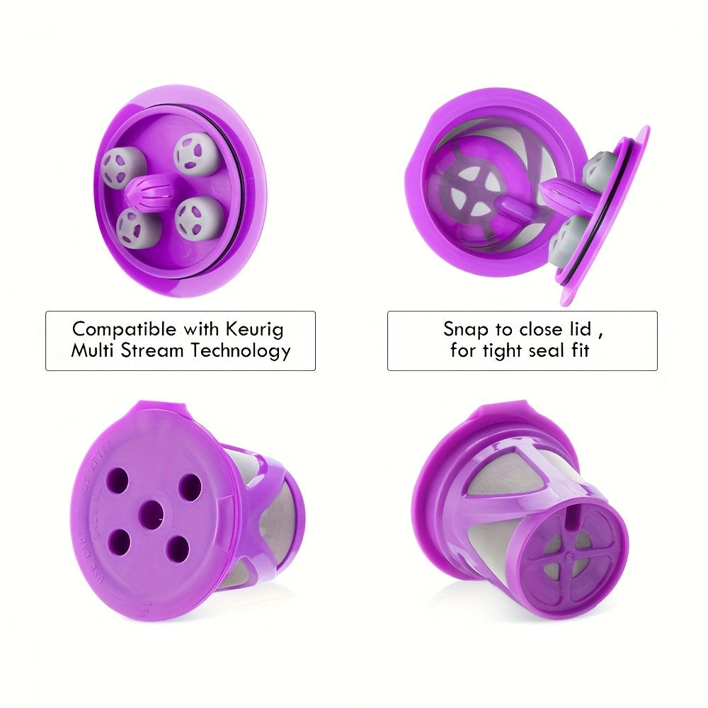 Reusable K-Cup Coffee Pods Set of 6 – Refillable Coffee Filters Compatible with Keurig K-Supreme & K-Supreme Plus, Use Your Own Ground Coffee, Eco-Friendly & BPA-Free – Black, Purple, Mixed