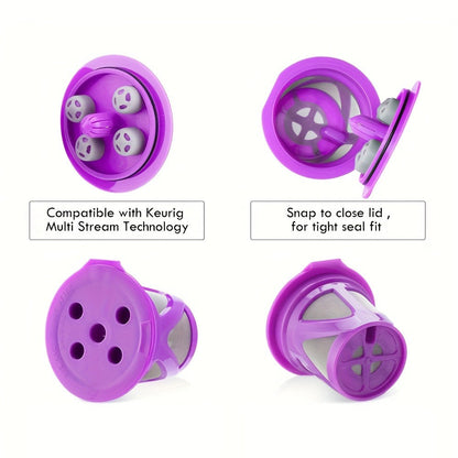 Reusable K-Cup Coffee Pods Set of 6 – Refillable Coffee Filters Compatible with Keurig K-Supreme & K-Supreme Plus, Use Your Own Ground Coffee, Eco-Friendly & BPA-Free – Black, Purple, Mixed