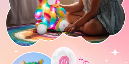 Glow in the Dark Rainbow Cat Plush Toy with Music — Kawaii Glowing Kitty Stuffed Animal Night Light Companion for Kids Girls, Birthday Mother's Day Christmas Valentine Gift for Cat Lovers