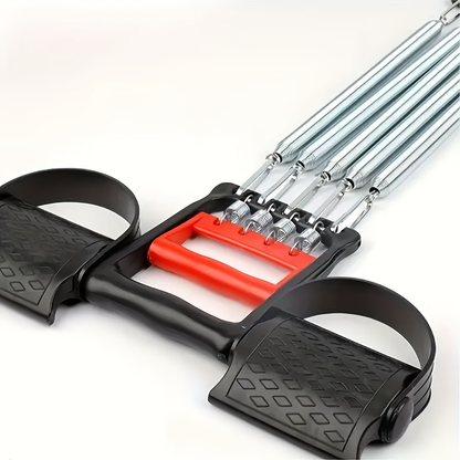 Resistance Band Foot Pedal Puller Multifunctional Stainless Steel Chest Expander Adjustable Tension Arm Shoulder Muscle Trainer for Home Gym Bodybuilding Strength Workout Sit-Up Exercise