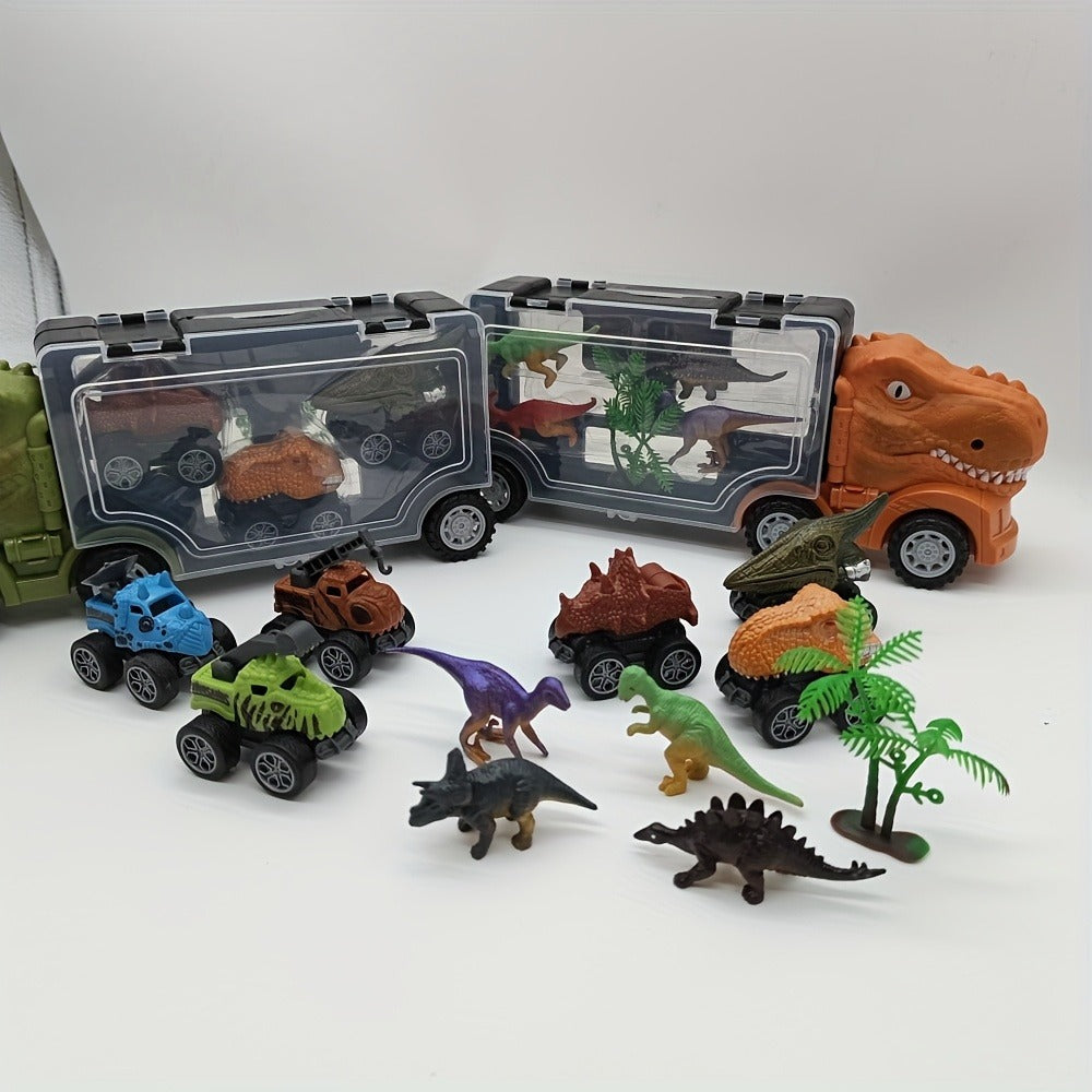 T-Rex Dinosaur Car Playset for Kids – Large Dino Truck with Mini Dinosaur Cars Figures & Accessories, Boys Dino Vehicle Toy Birthday Gift Ages 3 4 5 6