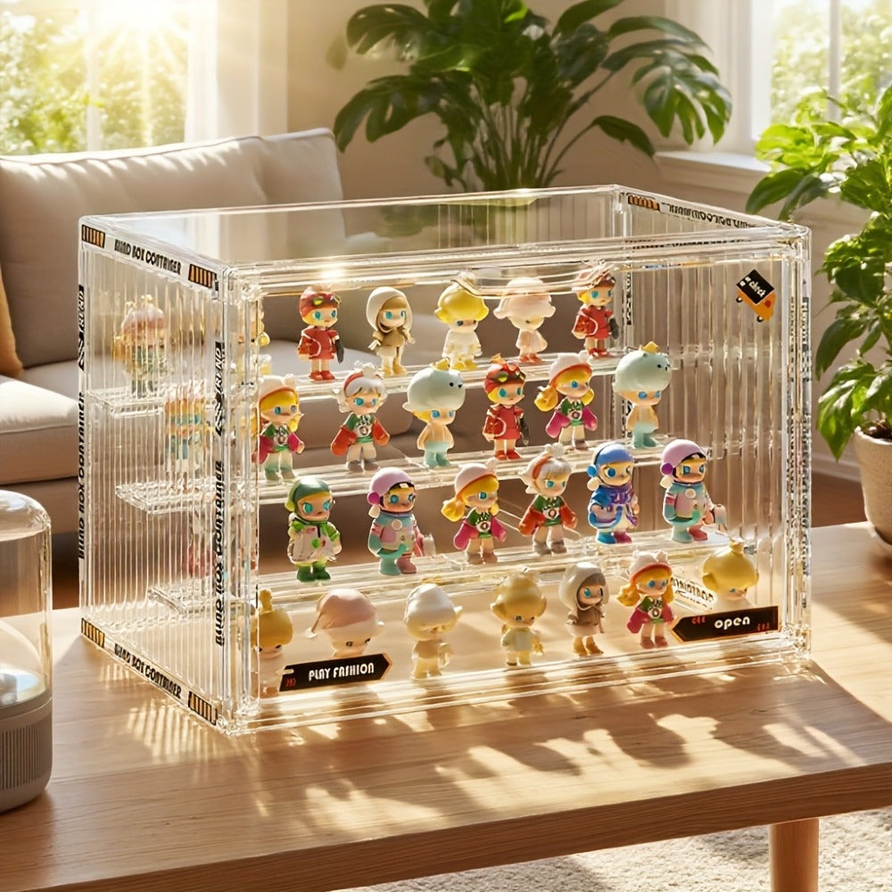 4-Tier Acrylic Figure Display Case with Magnetic Design – Clear Collector Showcase Box for Action Figures Dolls Funko Pop Anime Desktop Organizer