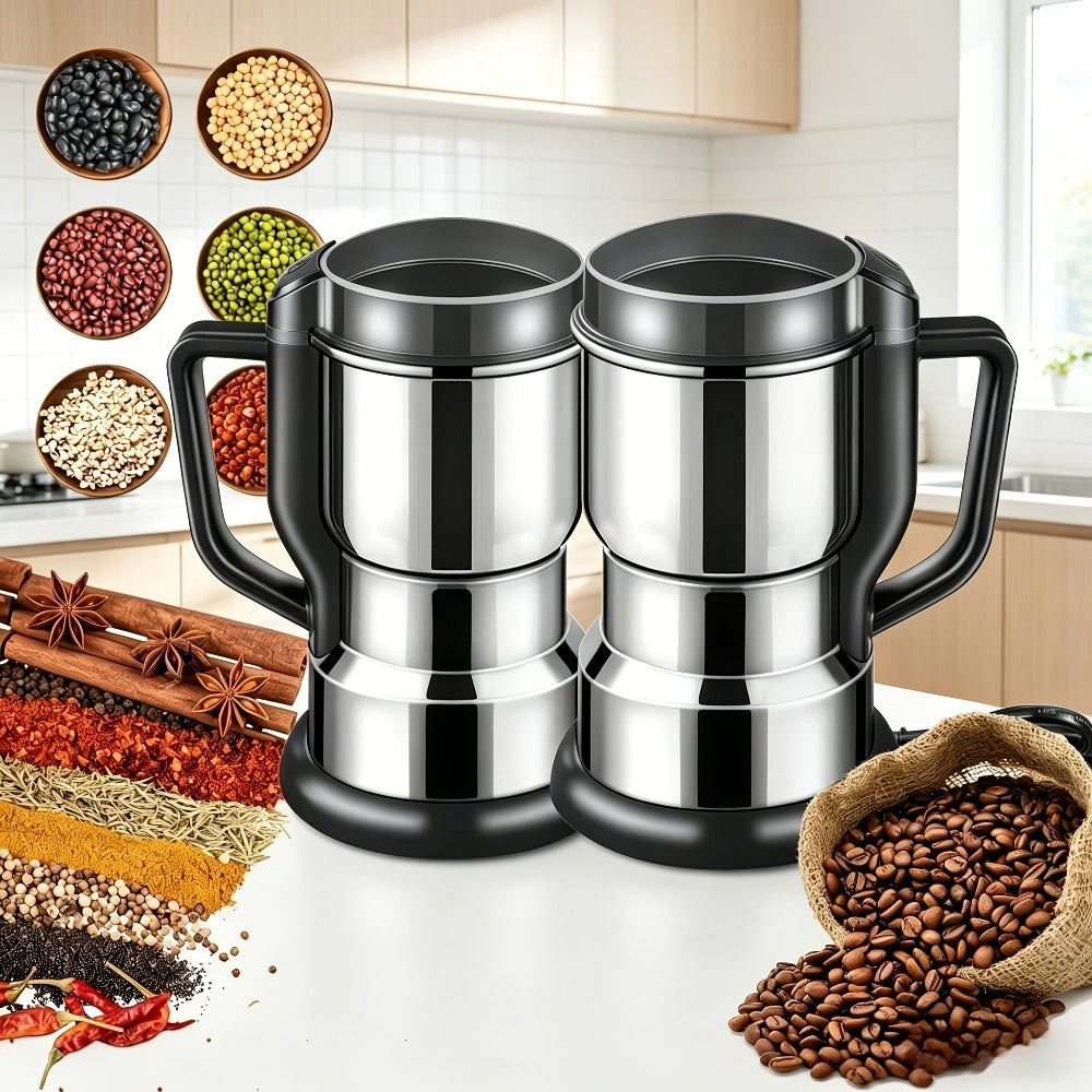 Electric Coffee Grinder 300W 25000RPM – 8-Blade Stainless Steel Spice & Grain Mill for Coffee Beans, Nuts, Spices | Home, Cafe & Camping