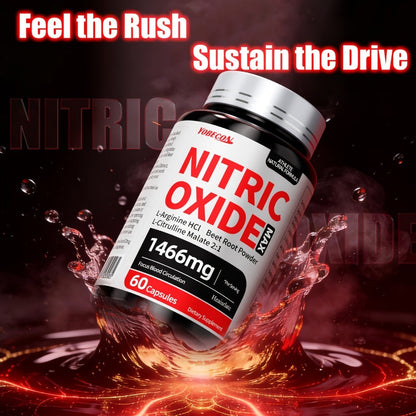 Nitric Oxide Supplement 10-in-1 with L-Arginine, L-Citrulline, AAKG & Beetroot - Blood Flow, Endurance & Energy Booster for Men and Women - Pre-Workout Performance Formula