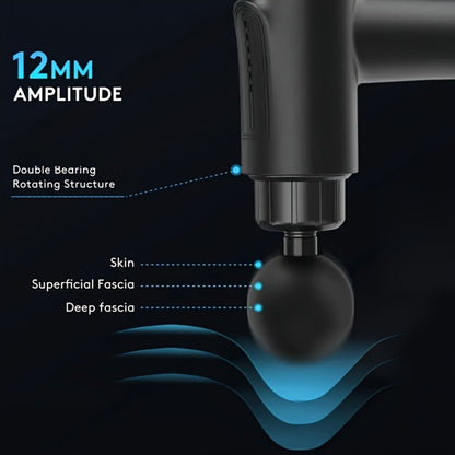 Massage Gun Deep Tissue Percussion Massager – Portable Handheld Electric Body Massager with 4/8 Heads & 6 Speed Settings for Muscle Relaxation & Post-Workout Recovery