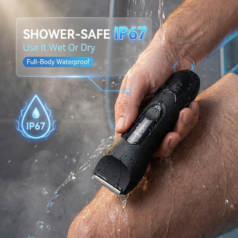 Waterproof Beard Trimmer 5-in-1 Body Grooming Kit for Men IP67 USB Rechargeable Electric Razor with Ceramic Blades LED Display – TAZTIR Black Matte Finish Gift Box Set, Birthday Father's Day Holiday Gift