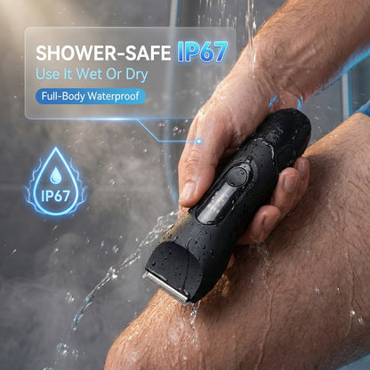 Waterproof Beard Trimmer 5-in-1 Body Grooming Kit for Men IP67 USB Rechargeable Electric Razor with Ceramic Blades LED Display – TAZTIR Black Matte Finish Gift Box Set, Birthday Father's Day Holiday Gift