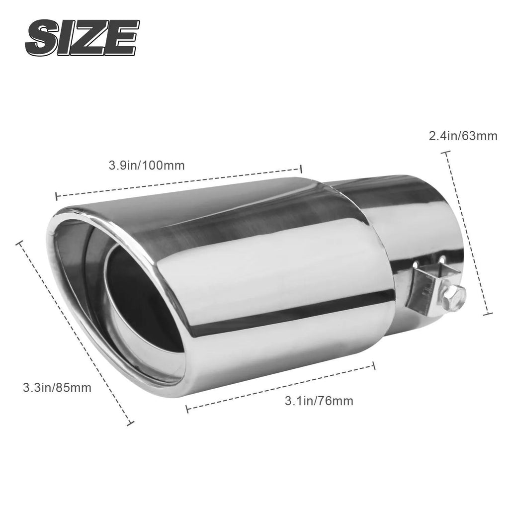 1PC Car Exhaust Tip, Universal Car Exhaust Pipe Modification Tail Throat Tail Pipe For Most Models With Exhaust Pipe Diameter Within 1.5-2.1inch, Steel Exhaust Tips Chrome-Plated Finish Tailpipe (silvery #Straight)
