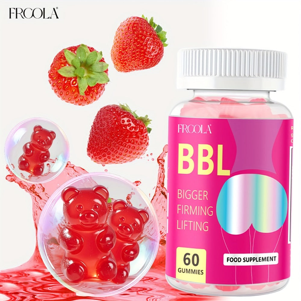 Women's BBL & BBG Herbal Gummies – Bum & Chest Enhancement Support Supplement for Women, Strawberry Flavor, 60 Gummies 30-Day Supply