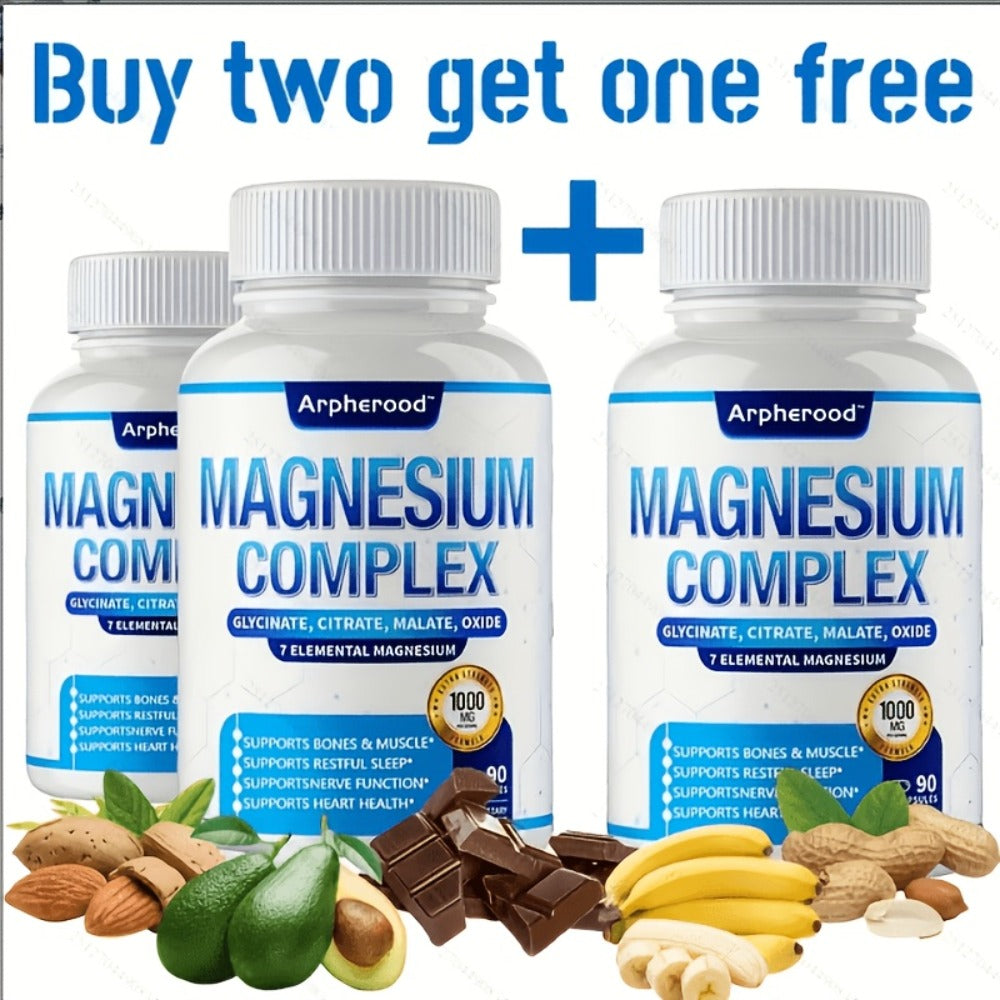 Magnesium Complex Supplement 7-in-1 with Glycinate, Malate, Taurate & More – 1000mg Per Serving for Sleep, Muscle Recovery, Nerve & Energy Support | High-Absorption Multi-Form Formula | 180 Capsules