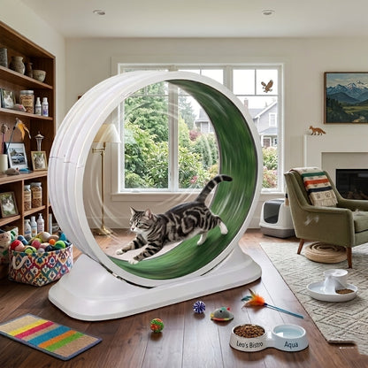 Cat Treadmill Indoor Exercise Wheel Durable Plastic Running Wheel for Indoor Cats All Breeds No Battery Needed Silent Spinner Cat Fitness Toy XXL Green Grey