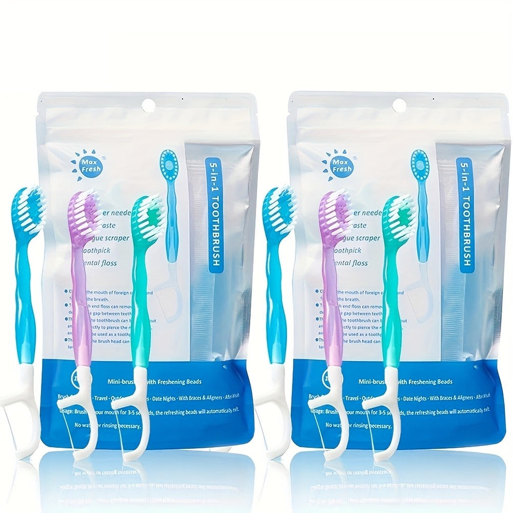 Disposable Toothbrush 24-Pack – Mini Beads No-Rinse Travel Toothbrush, Mixed Flavors, Portable Oral Care Kit for Outdoor Travel, Camping, Hotels, Dating & Parties, Fresh Breath On the Go (2 Bags × 12pcs)