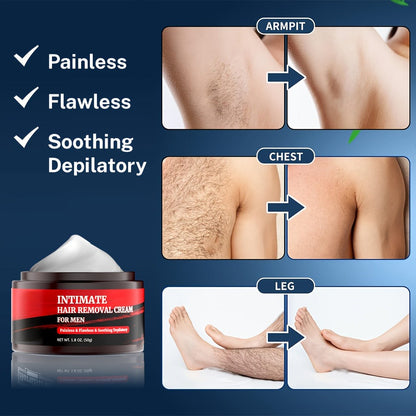 Depilatory Cream for Men 5-Minute Painless with Squalane 50g — Fast-Acting Body Hair Removal for Chest Back Arms Legs Underarms Sensitive Areas, 1 2 4 5 Pack Options