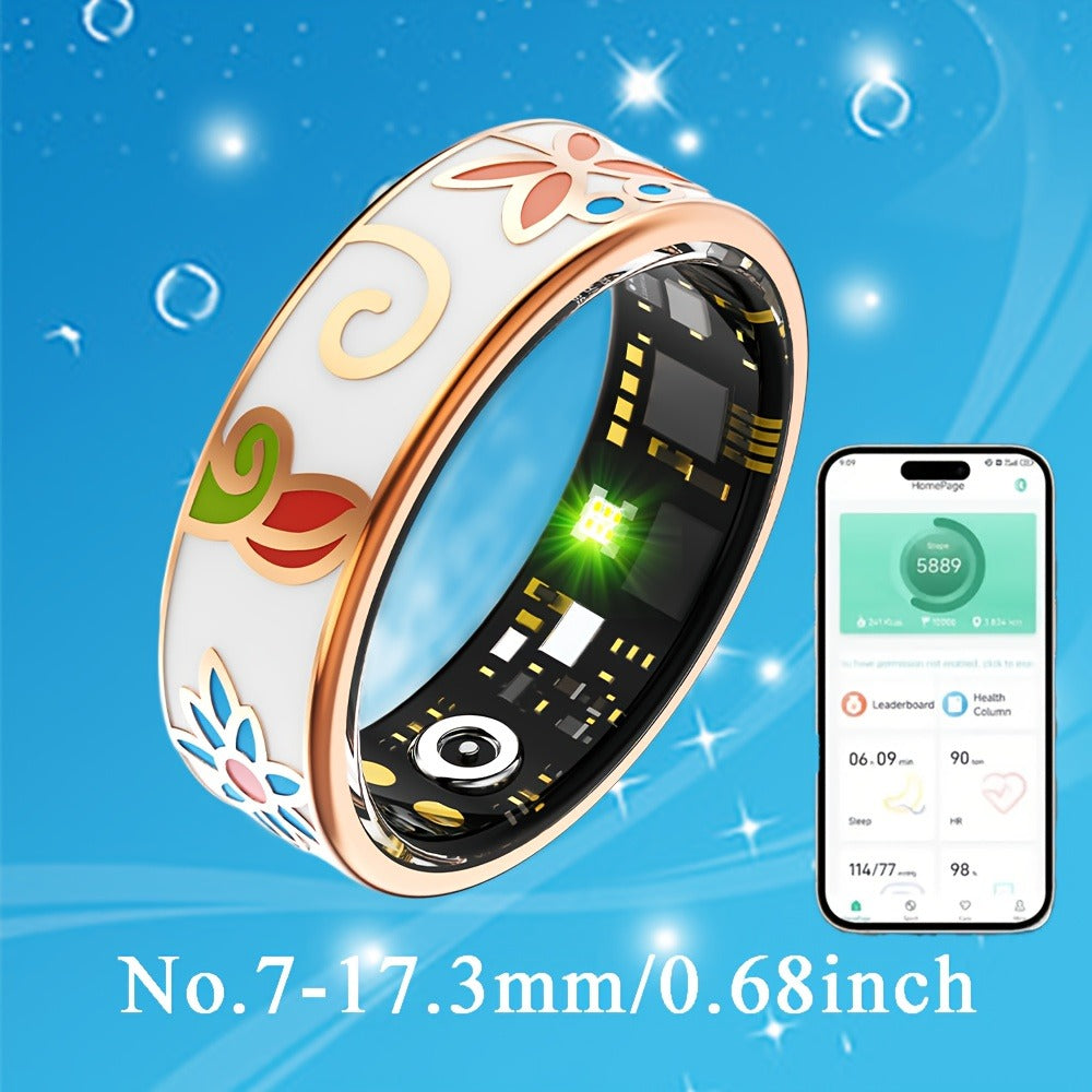 Women's Smart Ring Fitness & Sleep Tracker – Step, Distance & Calorie Monitor, IP68 Waterproof, Bluetooth 5.3, iOS & Android, Elegant Daily Accessory, Gift for Mom & Girlfriend