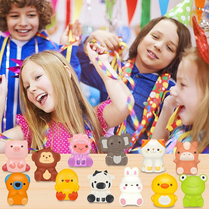 Cute Animal Soft Toys 24 Pcs – Mini Kawaii Animal Squeeze Toys for Kids Birthday Party Favors, Classroom Prizes, Valentine's Day Gifts, Goodie Bag Stuffers for Boys & Girls
